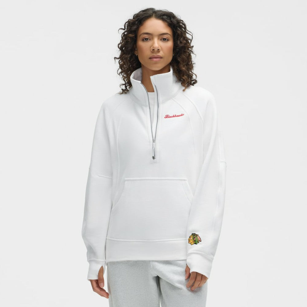 Chicago Blackhawks lululemon Women's Long Scuba Oversized Half-Zip Funnel Neck White