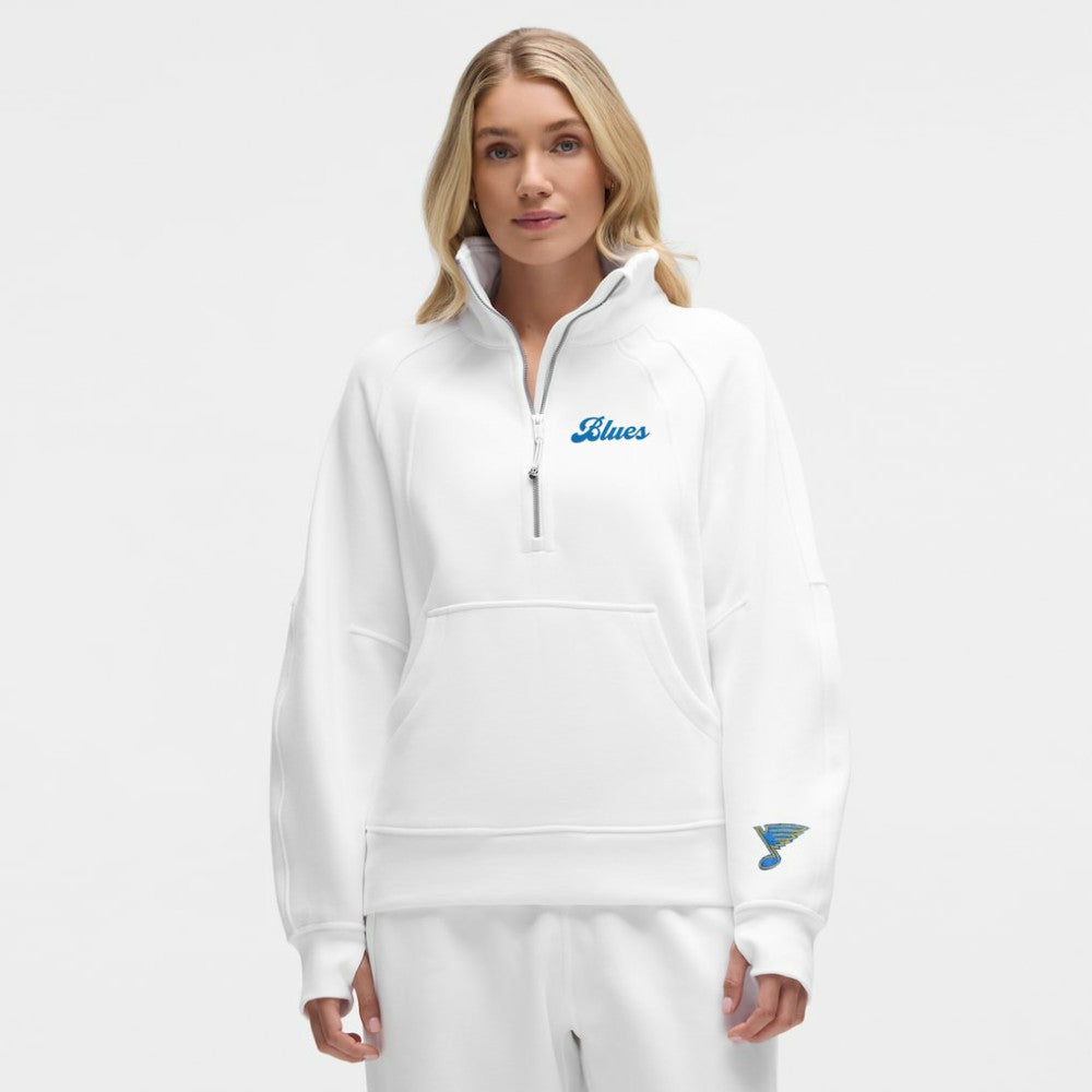 St. Louis Blues - lululemon Women's Long Scuba Oversized Half-Zip Funnel Neck White