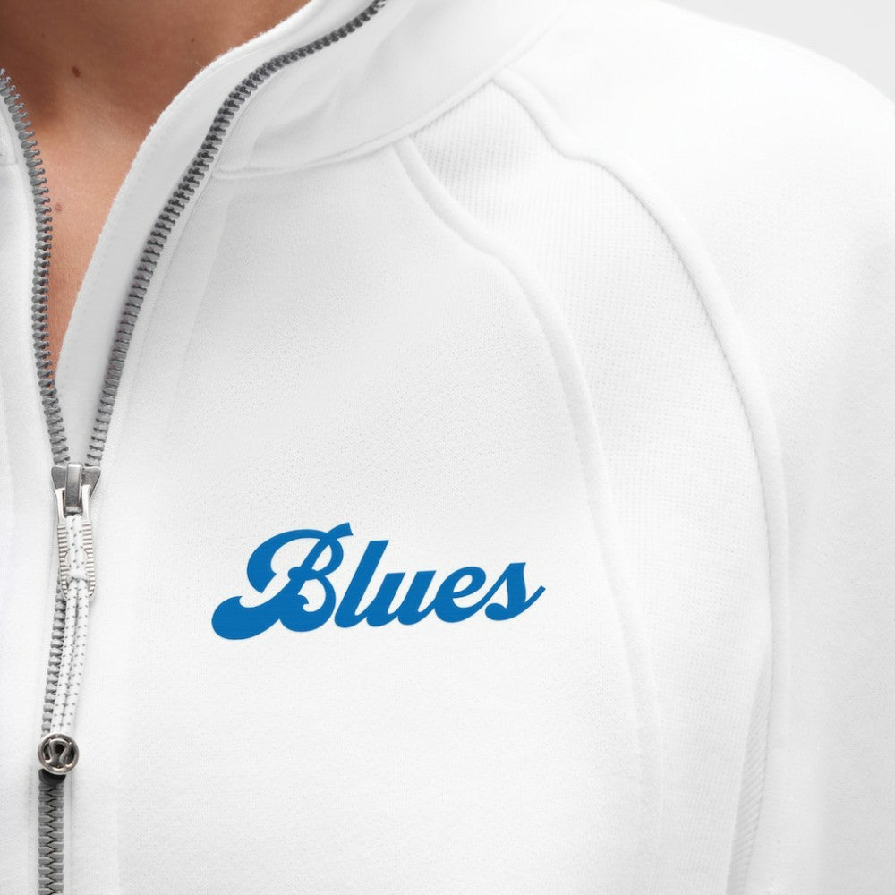 St. Louis Blues - lululemon Women's Long Scuba Oversized Half-Zip Funnel Neck White