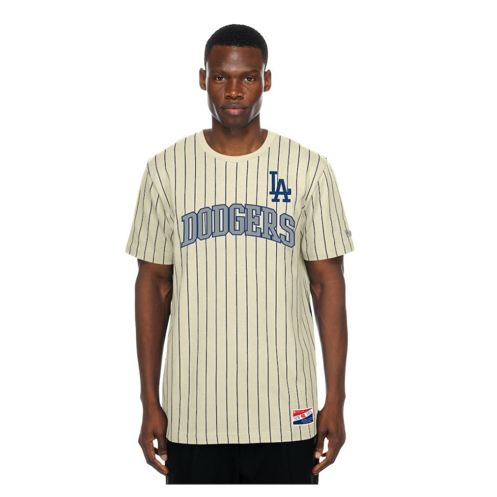 Los Angeles Dodgers New Era Throwback Meshback Pinstripe T-Shirt Sale