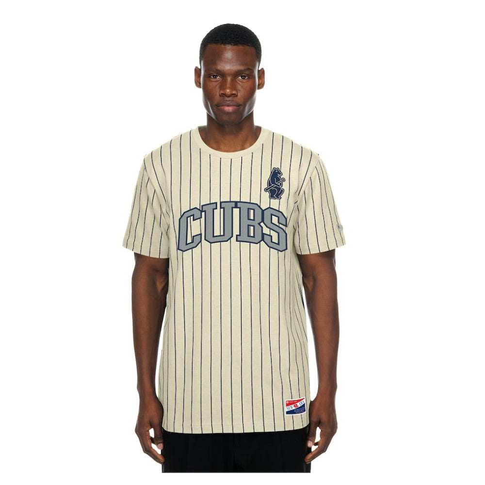 Chicago Cubs New Era Throwback Meshback Pinstripe T-Shirt Sale