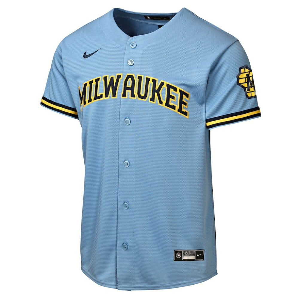Milwaukee Brewers Nike Youth Road Stadium Jersey - Powder Blue | MLB Jerseys