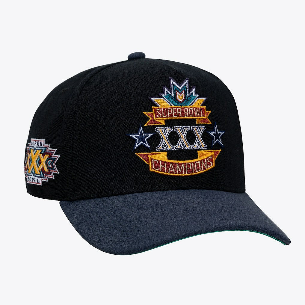 Dallas Cowboys Super Bowl XXX Champions Lux Pro Snapback Black - Mitchell & Ness