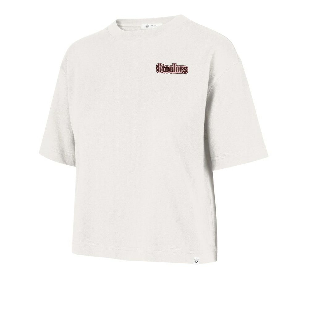 Pittsburgh Steelers '47 Women's Love Letter Reed City T-Shirt Cream - 47 brand