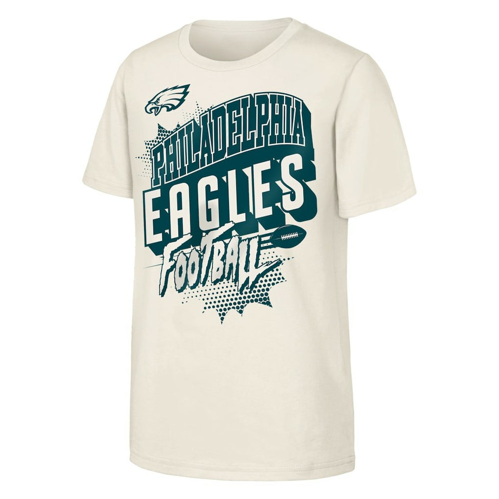 Philadelphia Eagles Outerstuff Youth Action Comic T-Shirt Natural - NFL