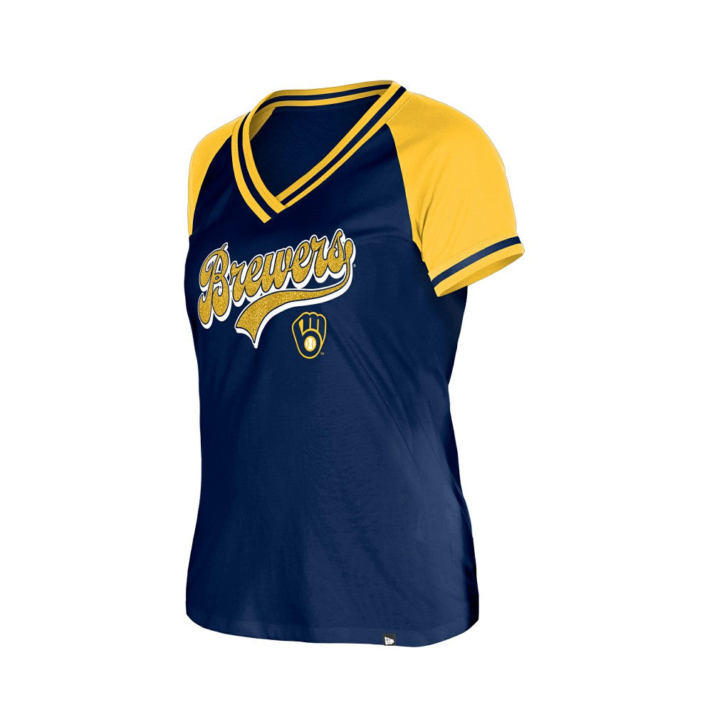 Milwaukee Brewers New Era Women's Gameday V-Neck T-Shirt Lifestyle