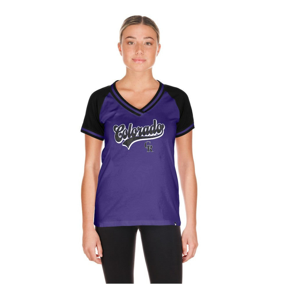 Colorado Rockies New Era Women's Gameday V-Neck T-Shirt Lifestyle