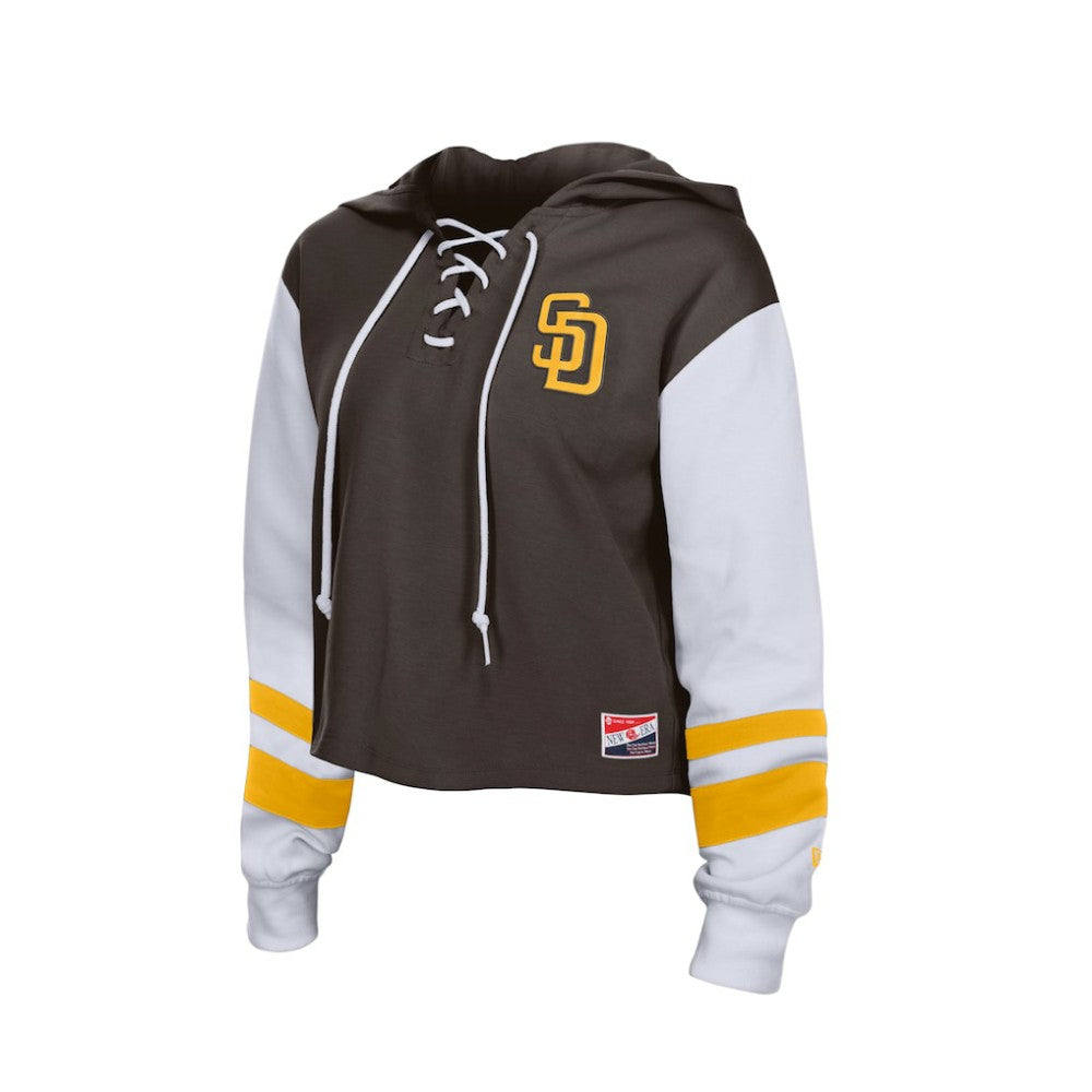 San Diego Padres New Era Women's Boxy Lace-Up Hoodie On Sale