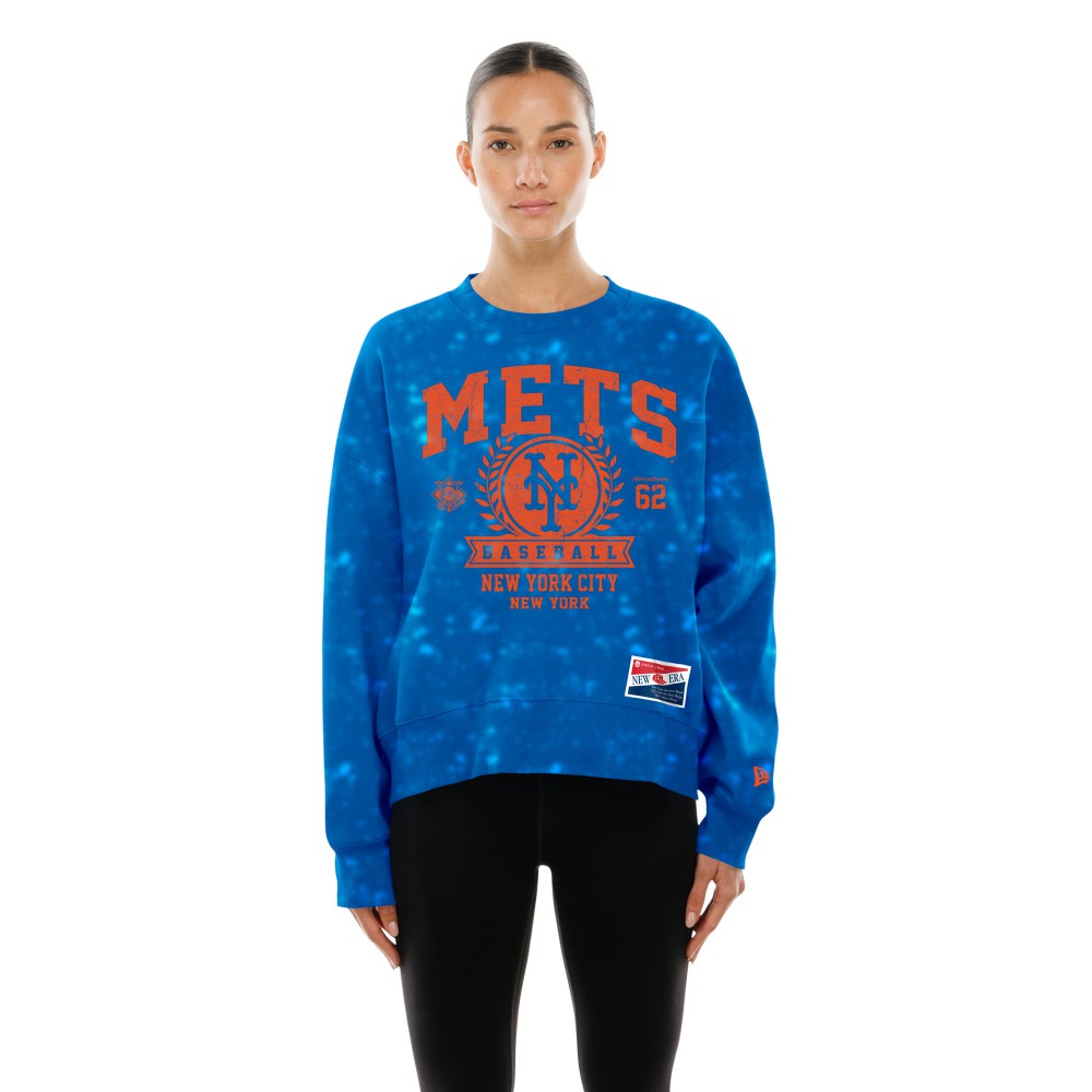 New York Mets New Era Women's Throwback Oversized Boxy Sweatshirt Near Me