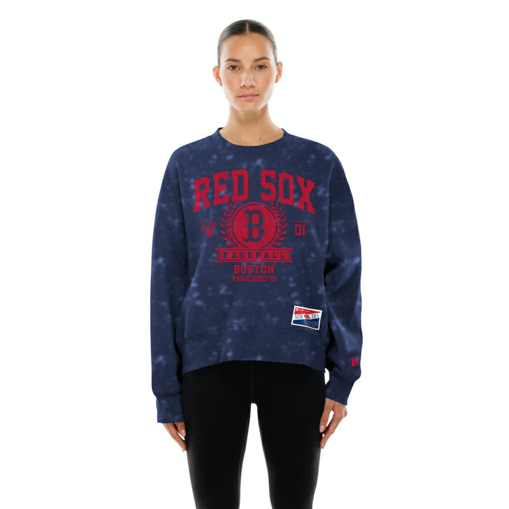 Boston Red Sox New Era Women's Throwback Oversized Boxy Sweatshirt On Sale
