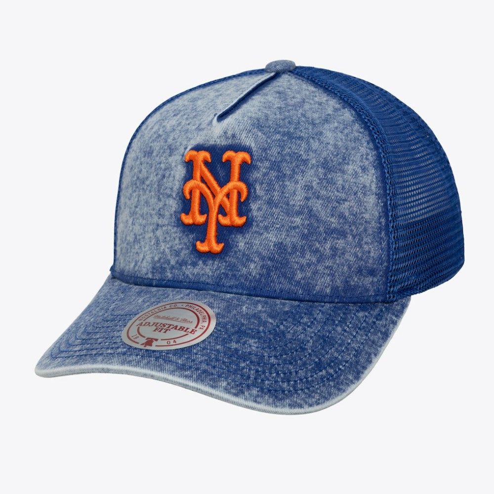 New York Mets Mitchell & Ness Unisex Gameday Adjustable Trucker Hat for sale