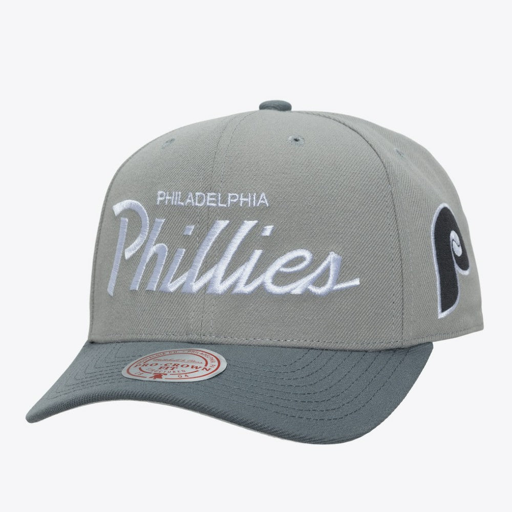 Philadelphia Phillies Mitchell & Ness Cooperstown Thunderstorm Head Coach Pro-Crown Adjustable Hat Lifestyle