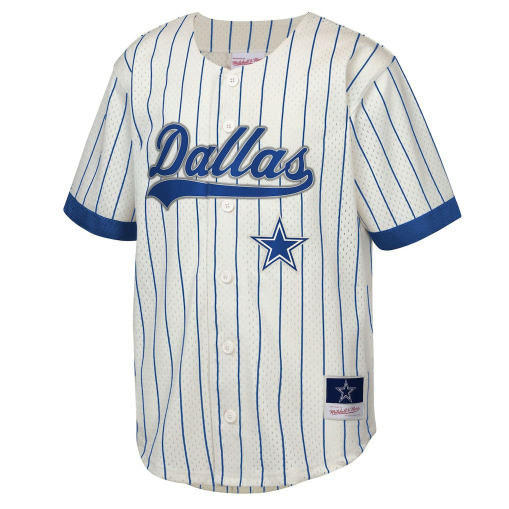 Emmitt Smith Dallas Cowboys Youth Retired Player Name & Number Baseball Jersey Cream - Mitchell & Ness