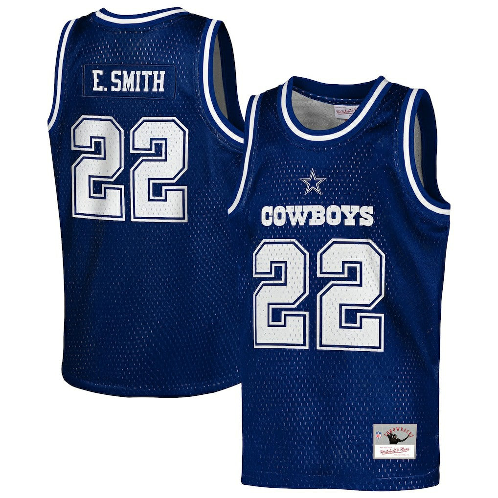 Emmitt Smith Dallas Cowboys Youth Retired Player NFL Basketball Fashion Jersey Navy - Mitchell & Ness