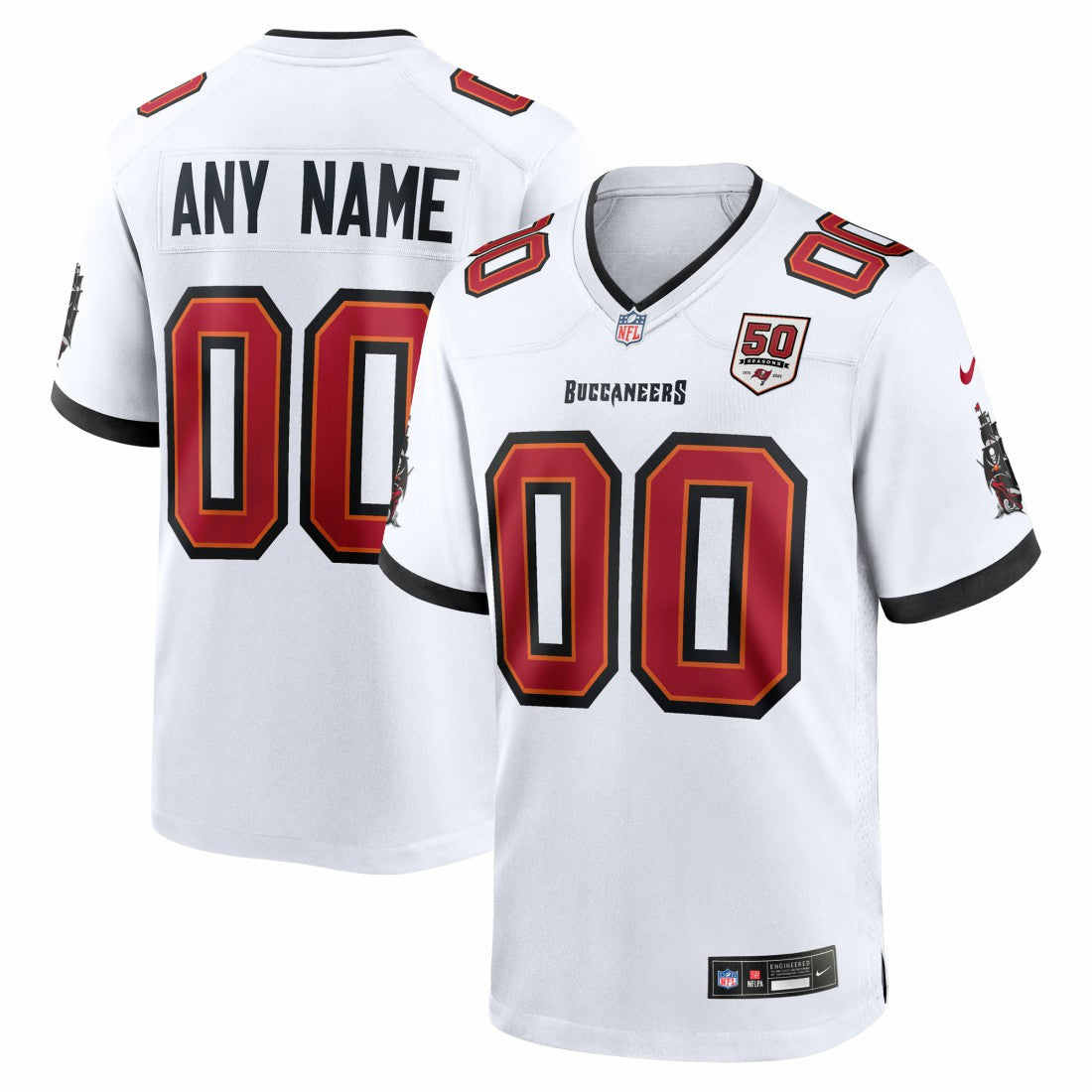 Tampa Bay Buccaneers 50th Season Custom Game Jersey White - Nike