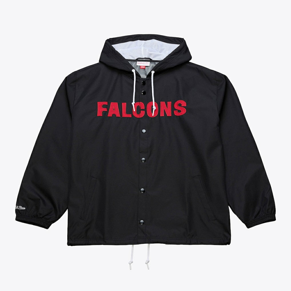 Atlanta Falcons Coaches Full-Snap Hooded Windbreaker Jacket Black - Mitchell & Ness