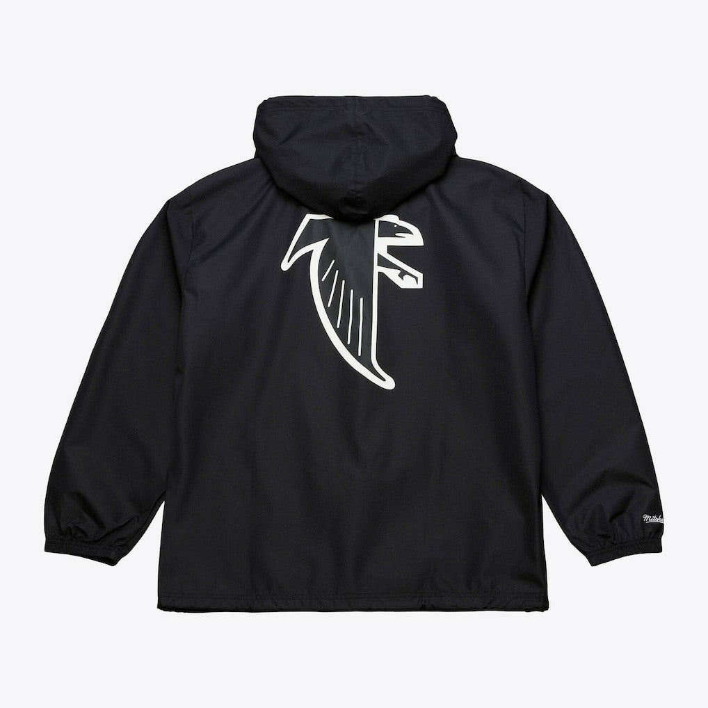 Atlanta Falcons Coaches Full-Snap Hooded Windbreaker Jacket Black - Mitchell & Ness