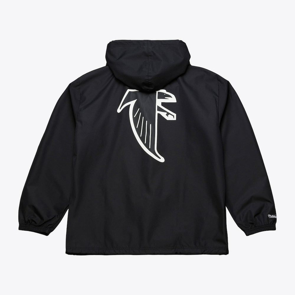 Atlanta Falcons Coaches Full-Snap Hooded Windbreaker Jacket Black - Mitchell & Ness