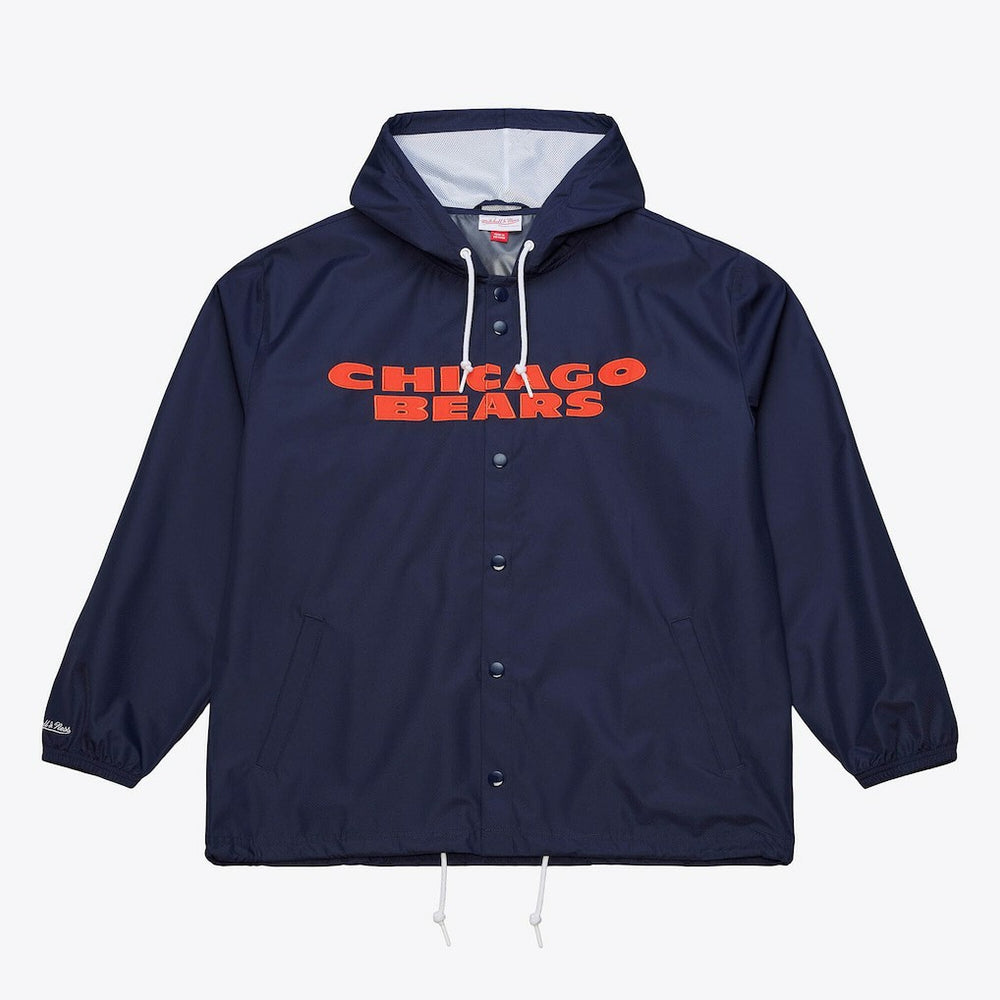 Chicago Bears Coaches Full-Snap Hooded Windbreaker Jacket Navy - Mitchell & Ness
