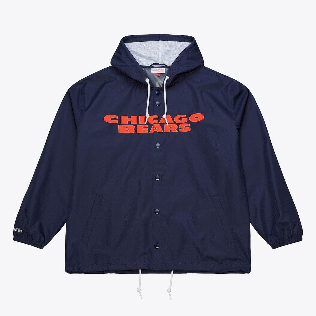 Chicago Bears Coaches Full-Snap Hooded Windbreaker Jacket Navy - Mitchell & Ness