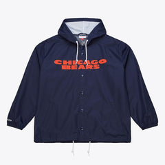 Chicago Bears Coaches Full-Snap Hooded Windbreaker Jacket Navy - Mitchell & Ness