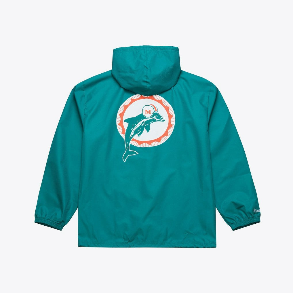 Miami Dolphins Coaches Full-Snap Hooded Windbreaker Jacket Aqua - Mitchell & Ness