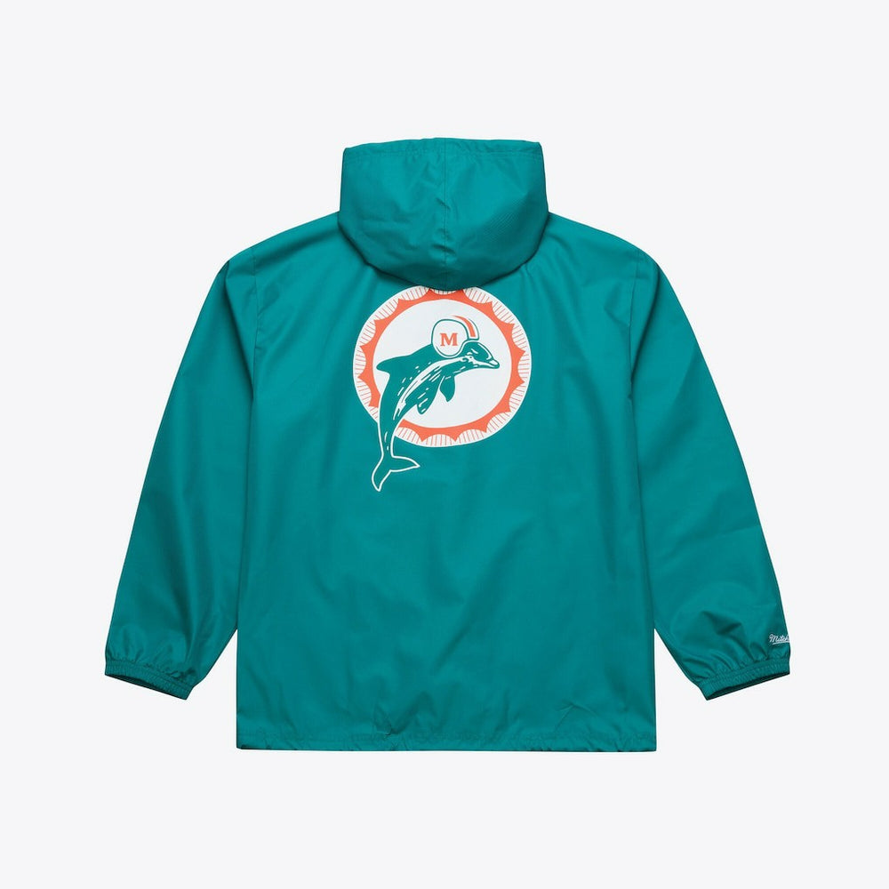 Miami Dolphins Coaches Full-Snap Hooded Windbreaker Jacket Aqua - Mitchell & Ness