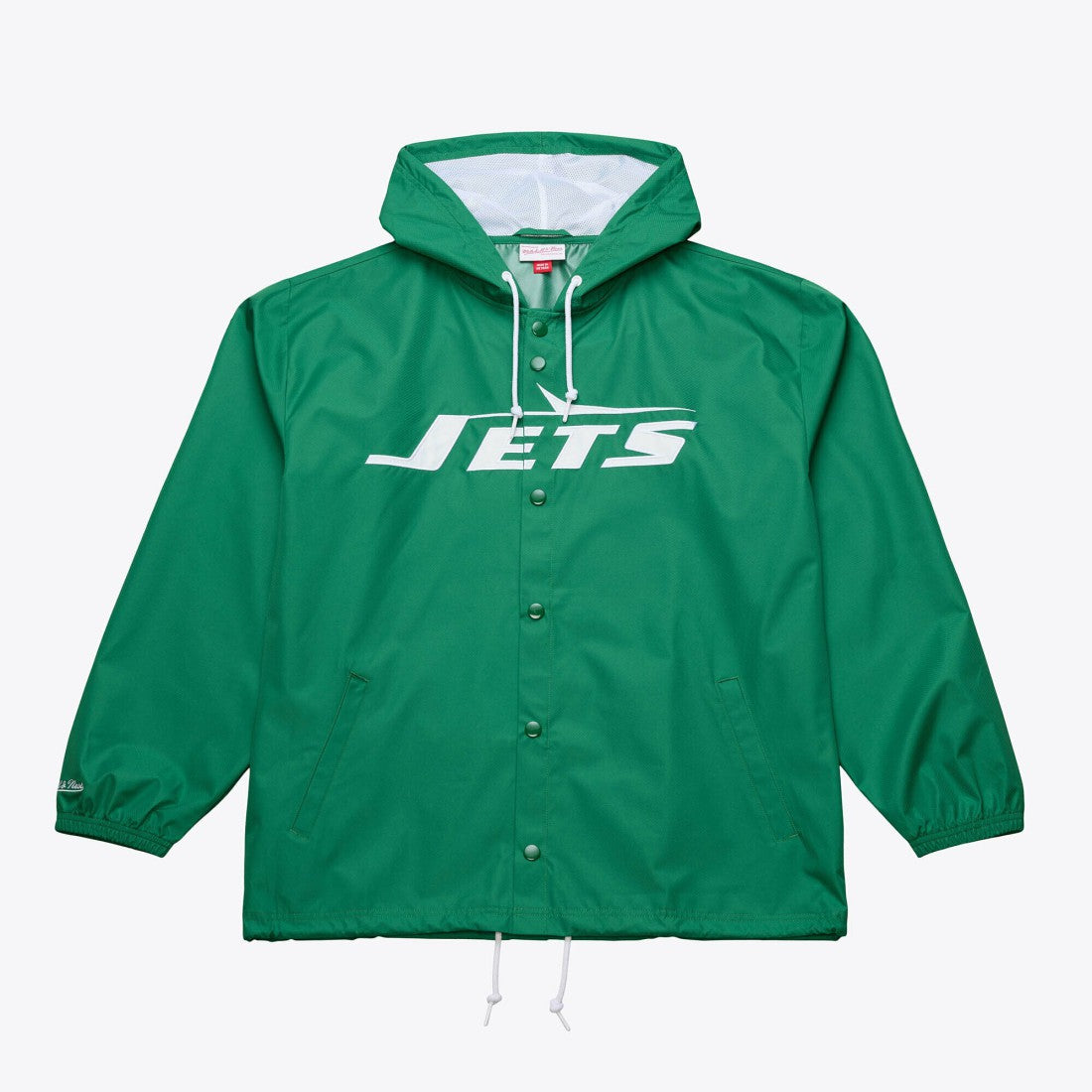 New York Jets Coaches Full-Snap Hooded Windbreaker Jacket Green - Mitchell & Ness