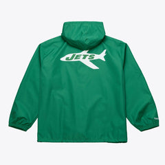 New York Jets Coaches Full-Snap Hooded Windbreaker Jacket Green - Mitchell & Ness