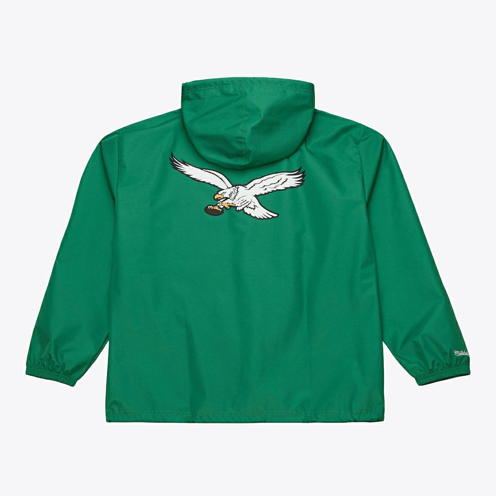 Philadelphia Eagles Coaches Full-Snap Hooded Windbreaker Jacket Kelly Green - Mitchell & Ness