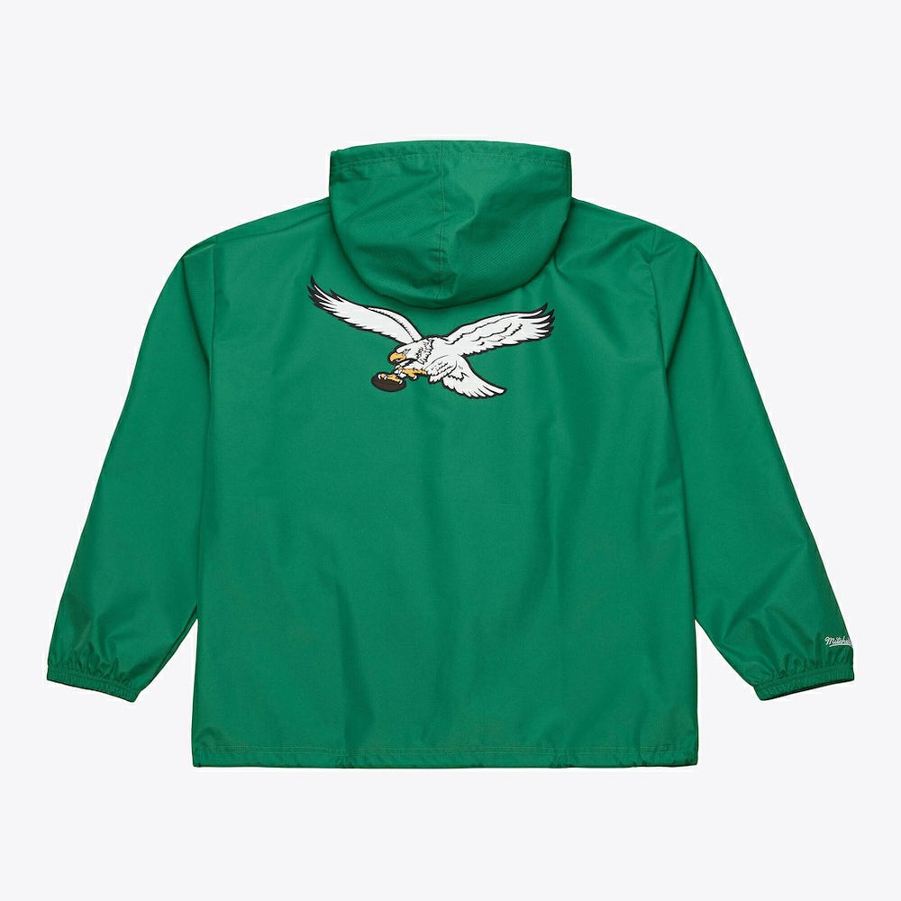 Philadelphia Eagles Coaches Full-Snap Hooded Windbreaker Jacket Kelly Green - Mitchell & Ness