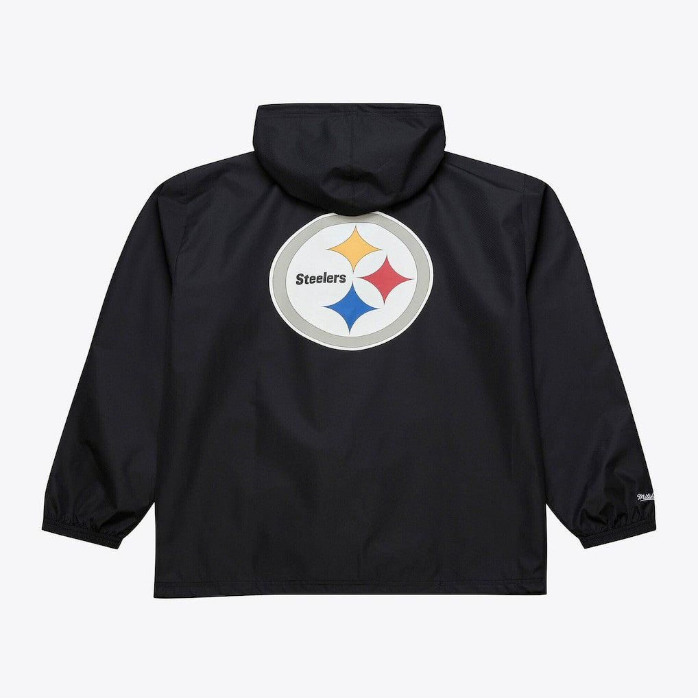 Pittsburgh Steelers Coaches Full-Snap Hooded Windbreaker Jacket Black - Mitchell & Ness