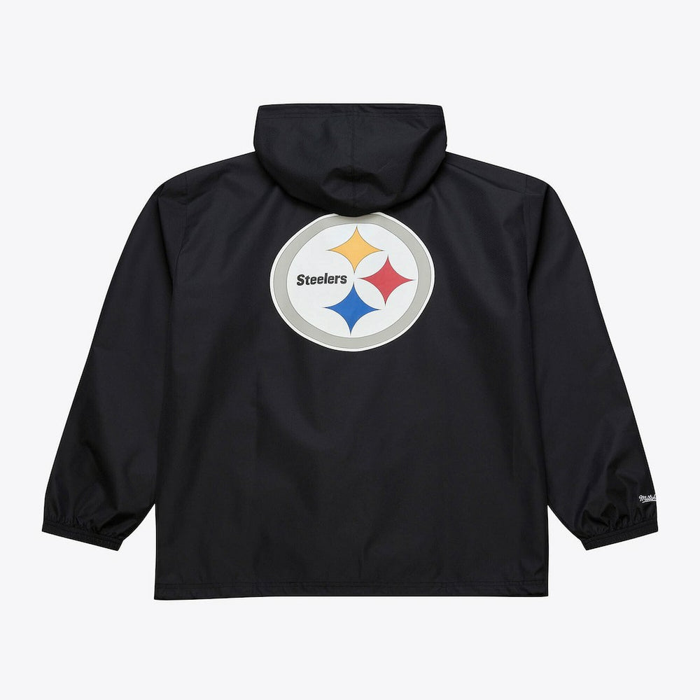 Pittsburgh Steelers Coaches Full-Snap Hooded Windbreaker Jacket Black - Mitchell & Ness