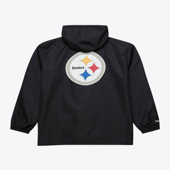 Pittsburgh Steelers Coaches Full-Snap Hooded Windbreaker Jacket Black - Mitchell & Ness