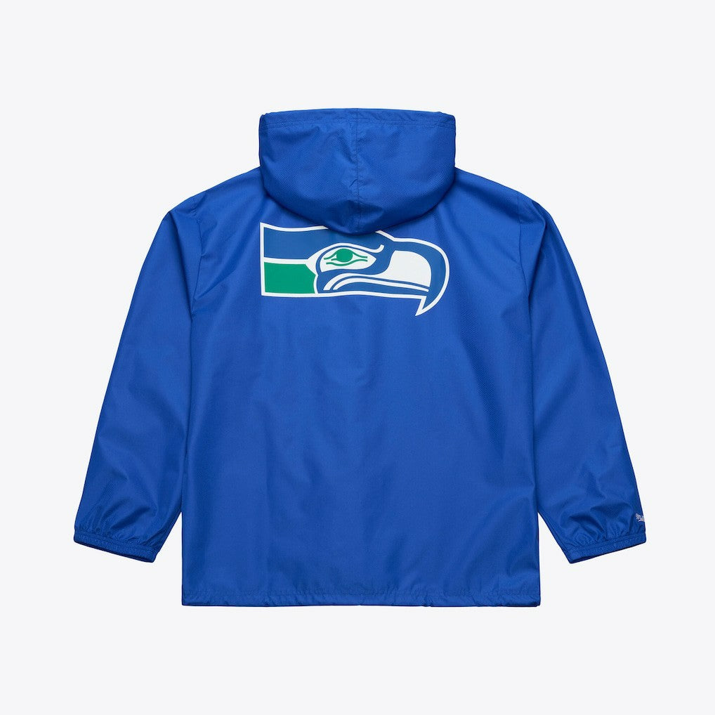 Seattle Seahawks Coaches Full-Snap Hooded Windbreaker Jacket Royal - Mitchell & Ness