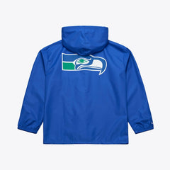 Seattle Seahawks Coaches Full-Snap Hooded Windbreaker Jacket Royal - Mitchell & Ness