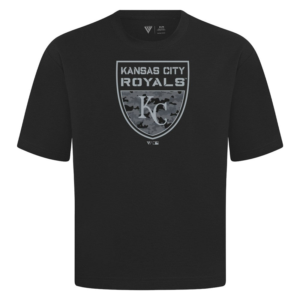 Kansas City Royals Levelwear Oversized Luxe Signature Knit Buckler T-Shirt Lifestyle