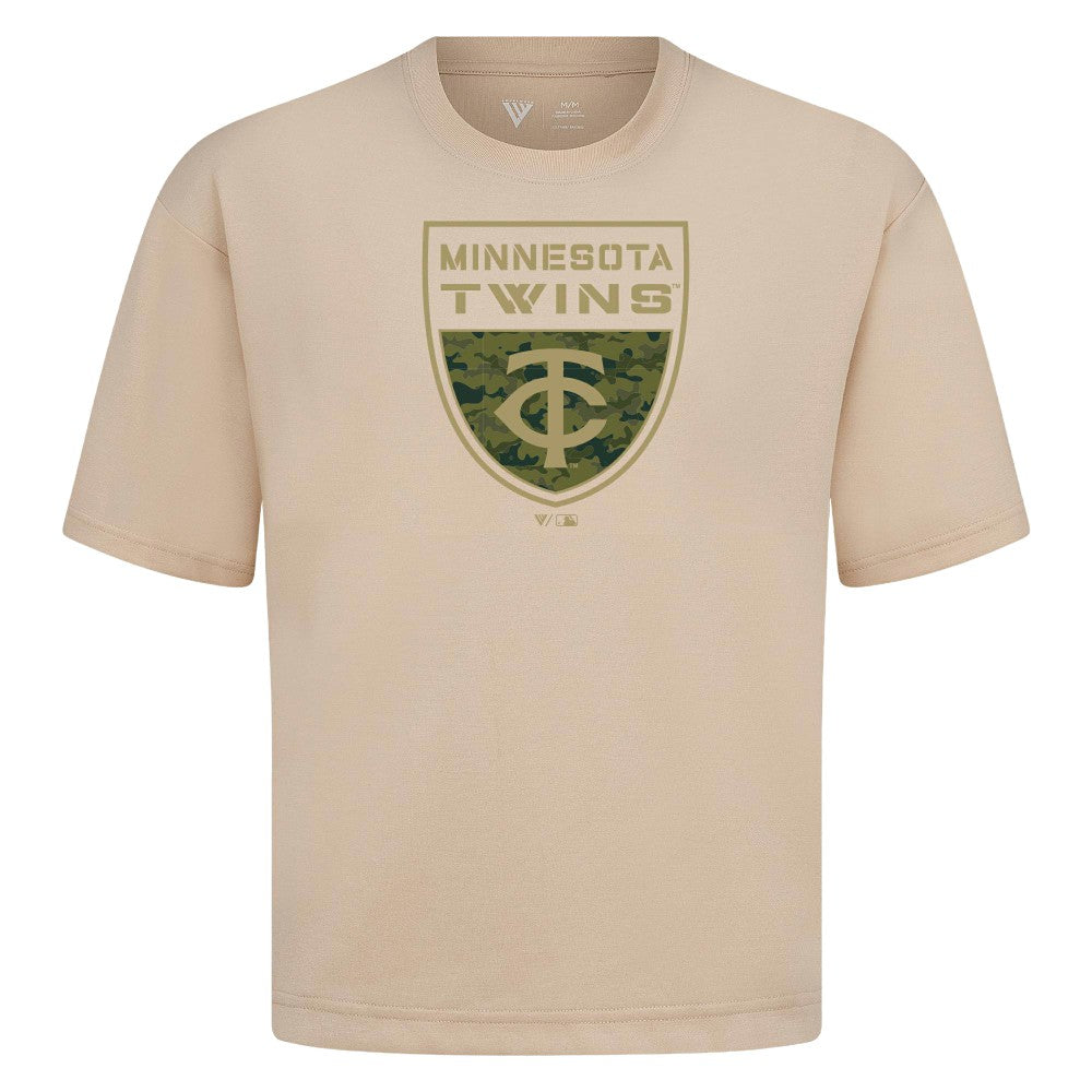 Minnesota Twins Levelwear Oversized Luxe Signature Knit Buckler T-Shirt Near Me