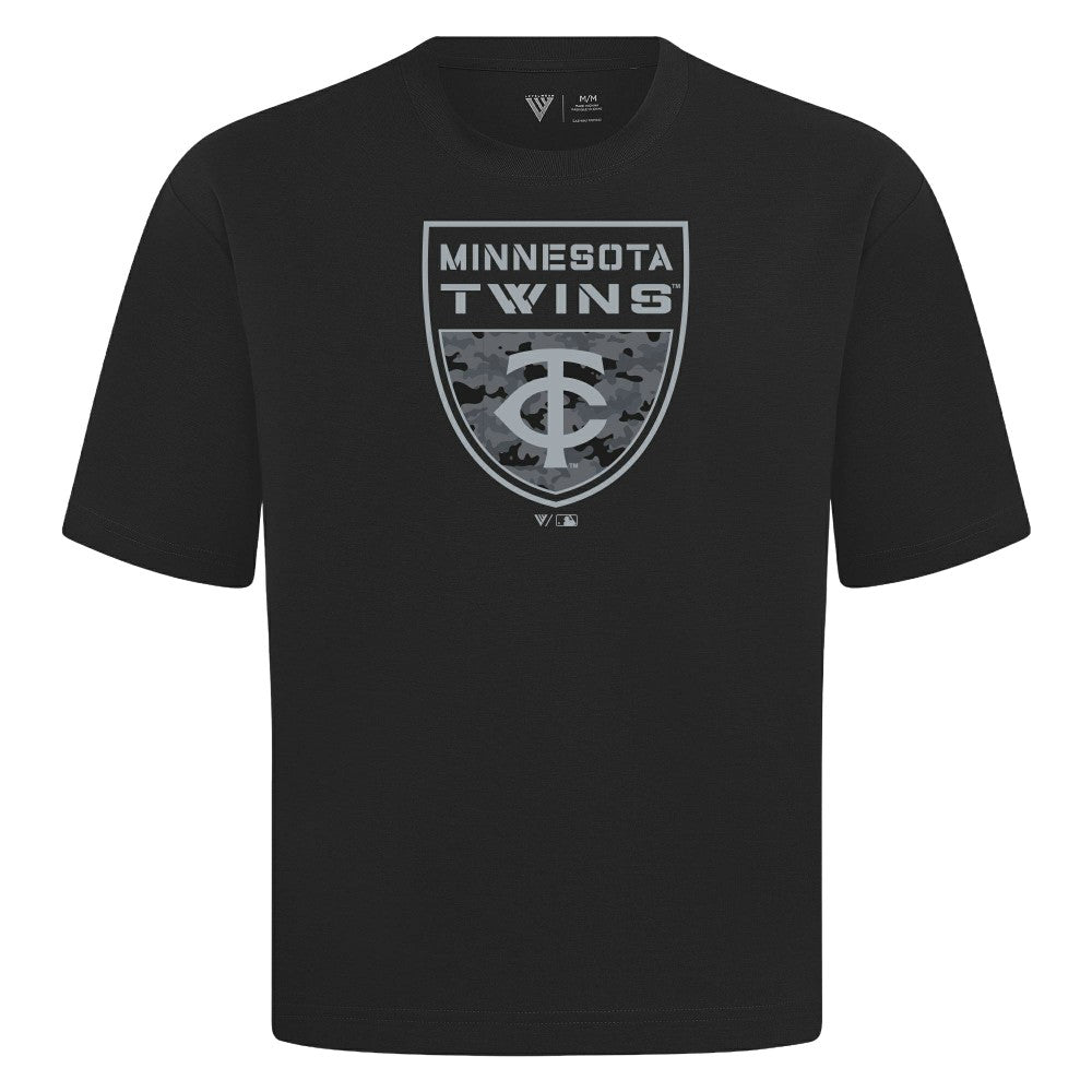 Minnesota Twins Levelwear Oversized Luxe Signature Knit Buckler T-Shirt for sale