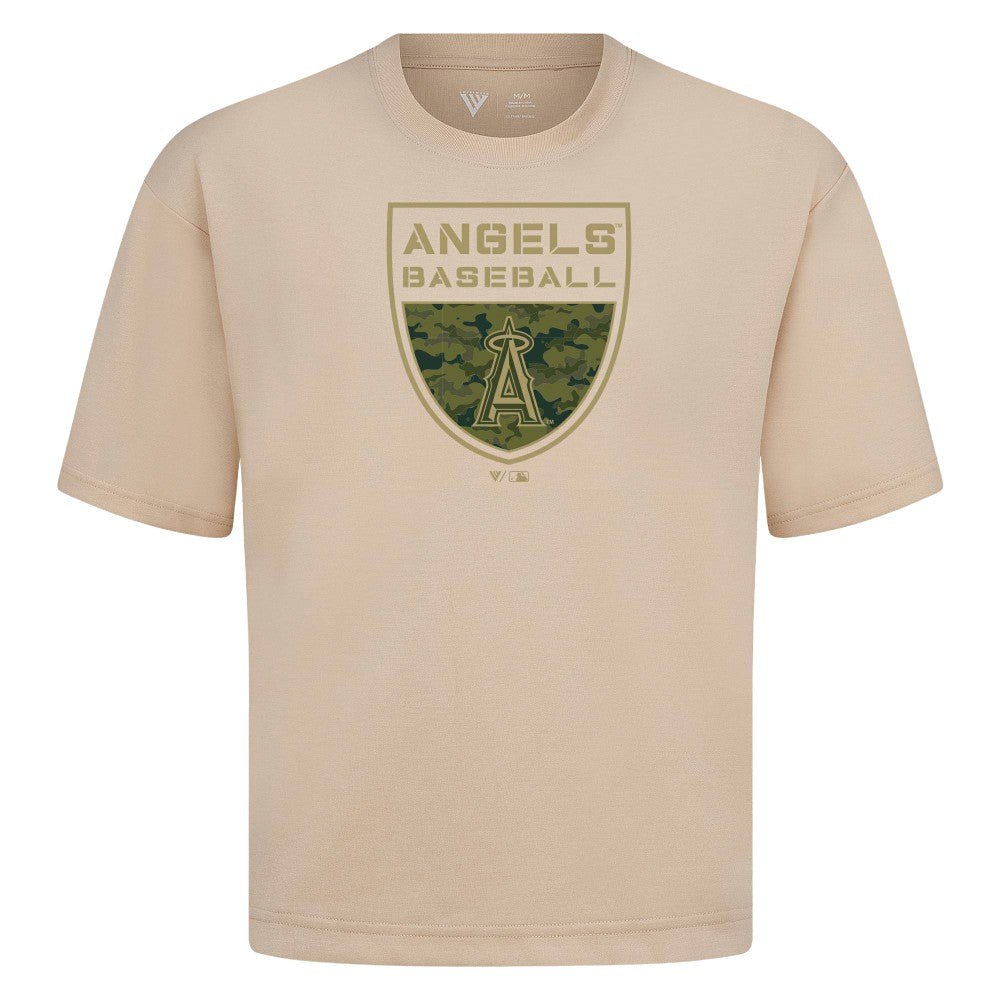 Los Angeles Angels Levelwear Oversized Luxe Signature Knit Buckler T-Shirt for sale