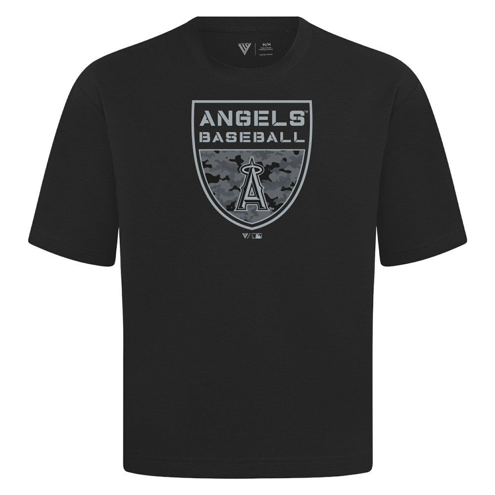 Los Angeles Angels Levelwear Oversized Luxe Signature Knit Buckler T-Shirt for sale