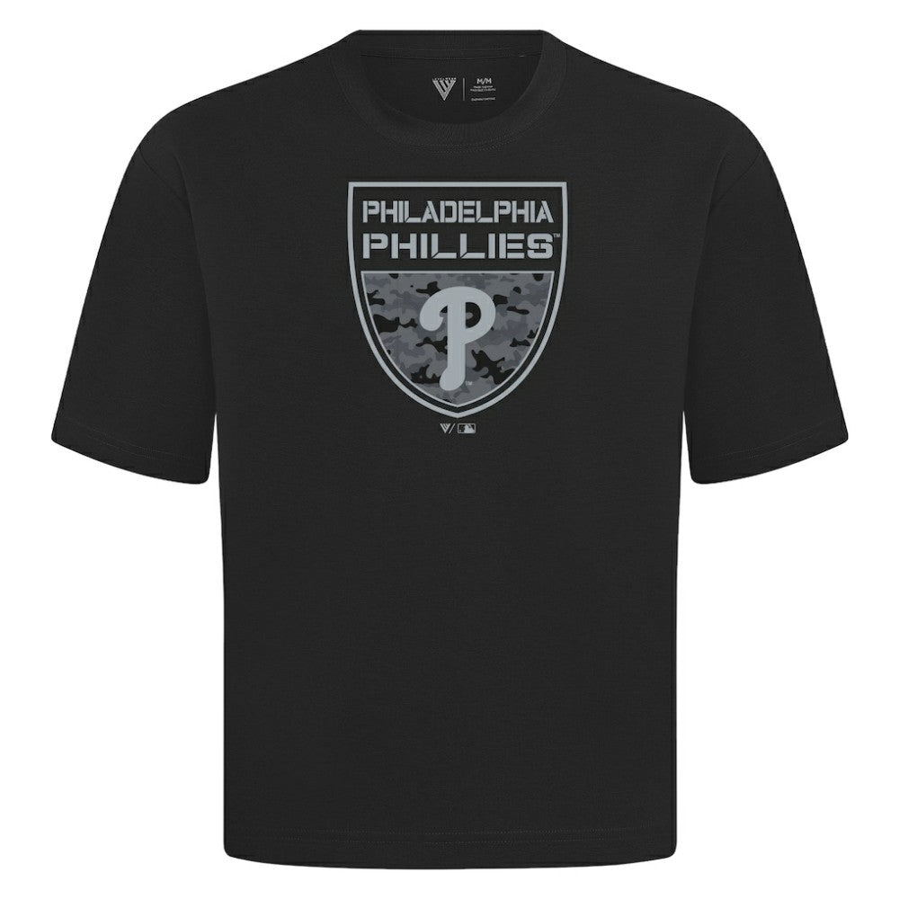 Philadelphia Phillies Levelwear Oversized Luxe Signature Knit Buckler T-Shirt for sale