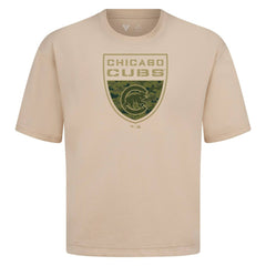 Chicago Cubs Levelwear Oversized Luxe Signature Knit Buckler T-Shirt On Sale