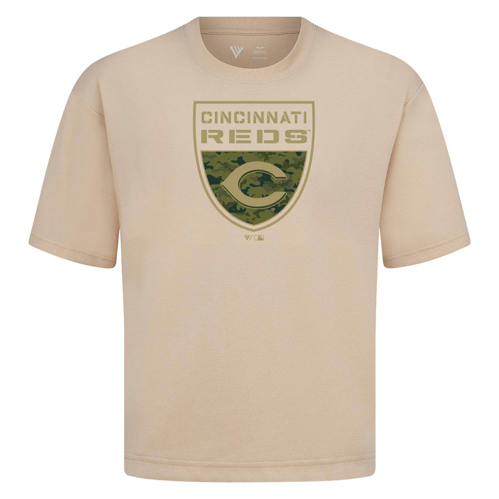 Cincinnati Reds Levelwear Oversized Luxe Signature Knit Buckler T-Shirt Near Me