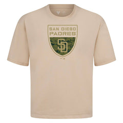 San Diego Padres Levelwear Oversized Luxe Signature Knit Buckler T-Shirt On Sale