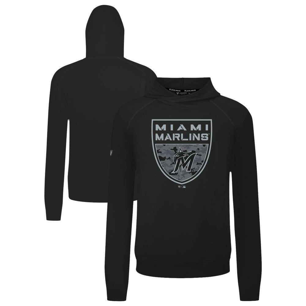 Miami Marlins Levelwear Mandate Buckler Tri-Blend Pullover Hoodie Lifestyle