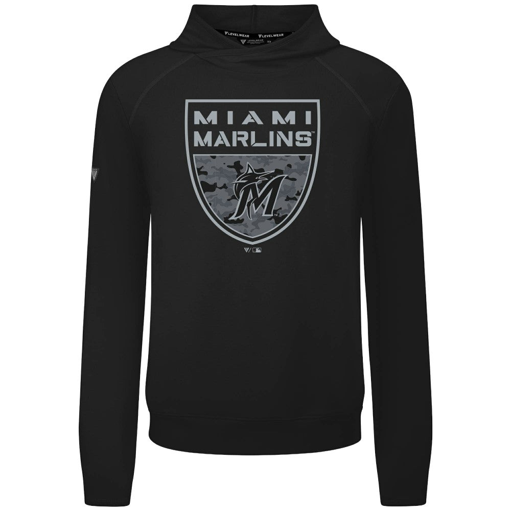 Miami Marlins Levelwear Mandate Buckler Tri-Blend Pullover Hoodie Lifestyle