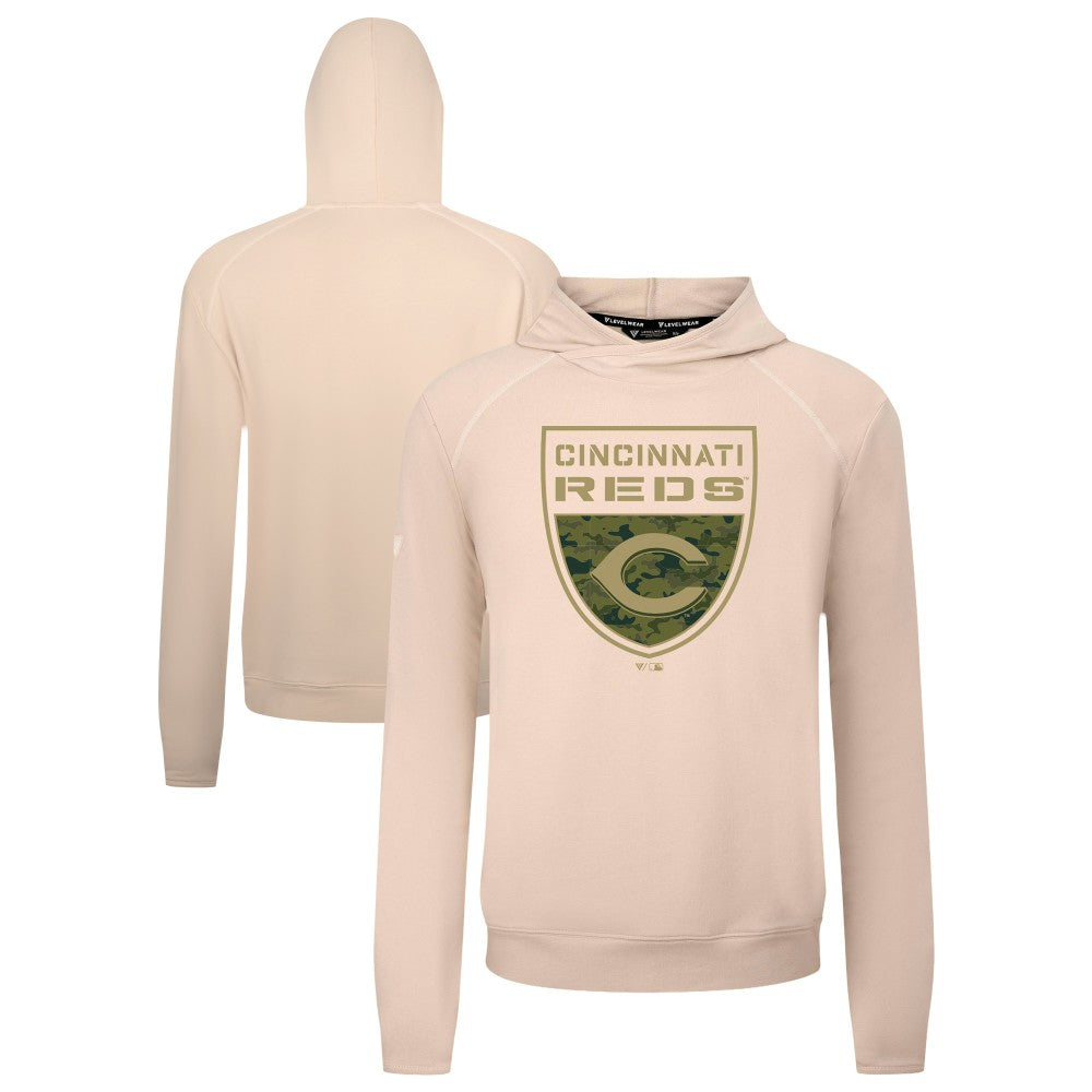 Cincinnati Reds Levelwear Mandate Buckler Tri-Blend Pullover Hoodie On Sale