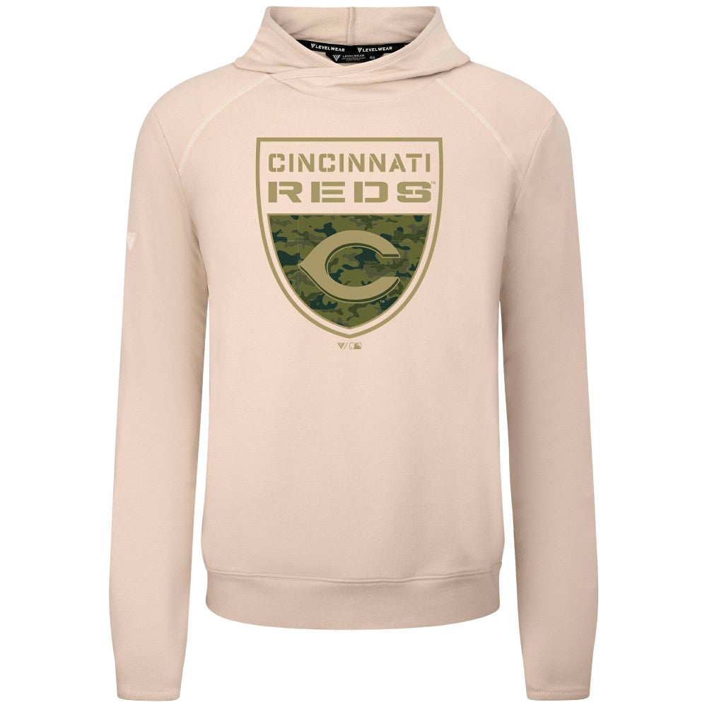 Cincinnati Reds Levelwear Mandate Buckler Tri-Blend Pullover Hoodie On Sale