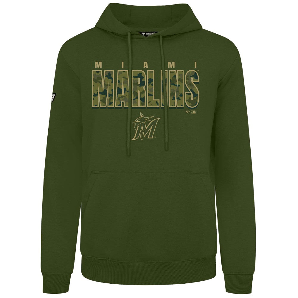 Miami Marlins Levelwear Podium Protect Pullover Hoodie Clearance